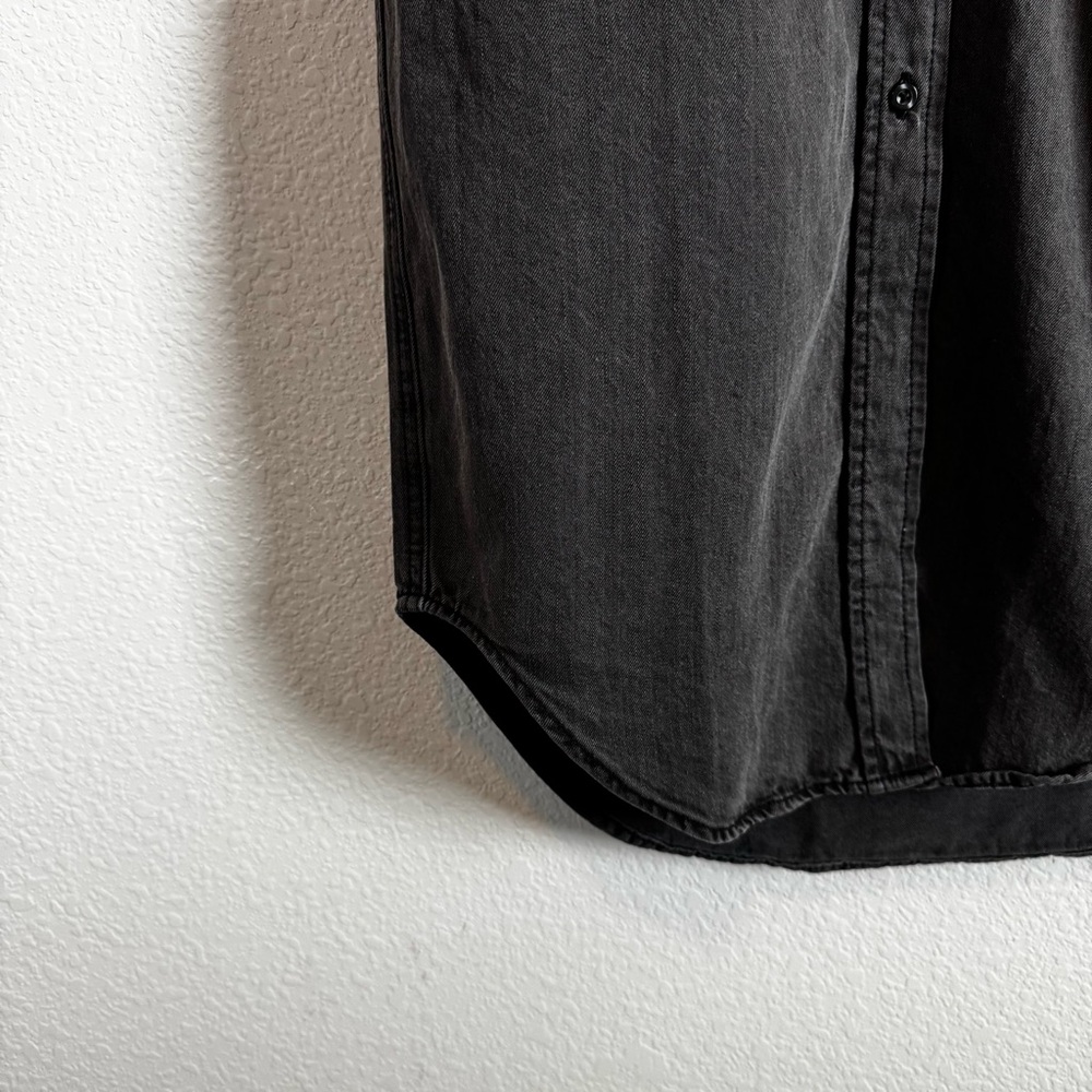 Quince Women's Distressed Denim Black Wash Maxi Shirt Dress Size XS - Picture 3 of 11